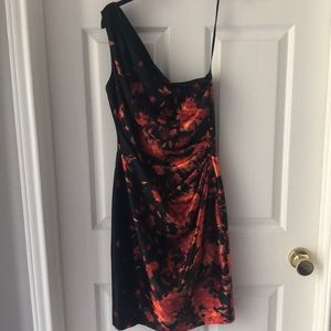 Maggy L Satin Floral Cocktail Dress